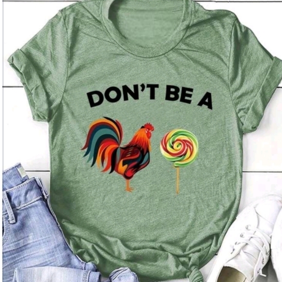 3/$20 Fun Tee Heather Green Vinyl Print Graphic T Shirt - Picture 1 of 4